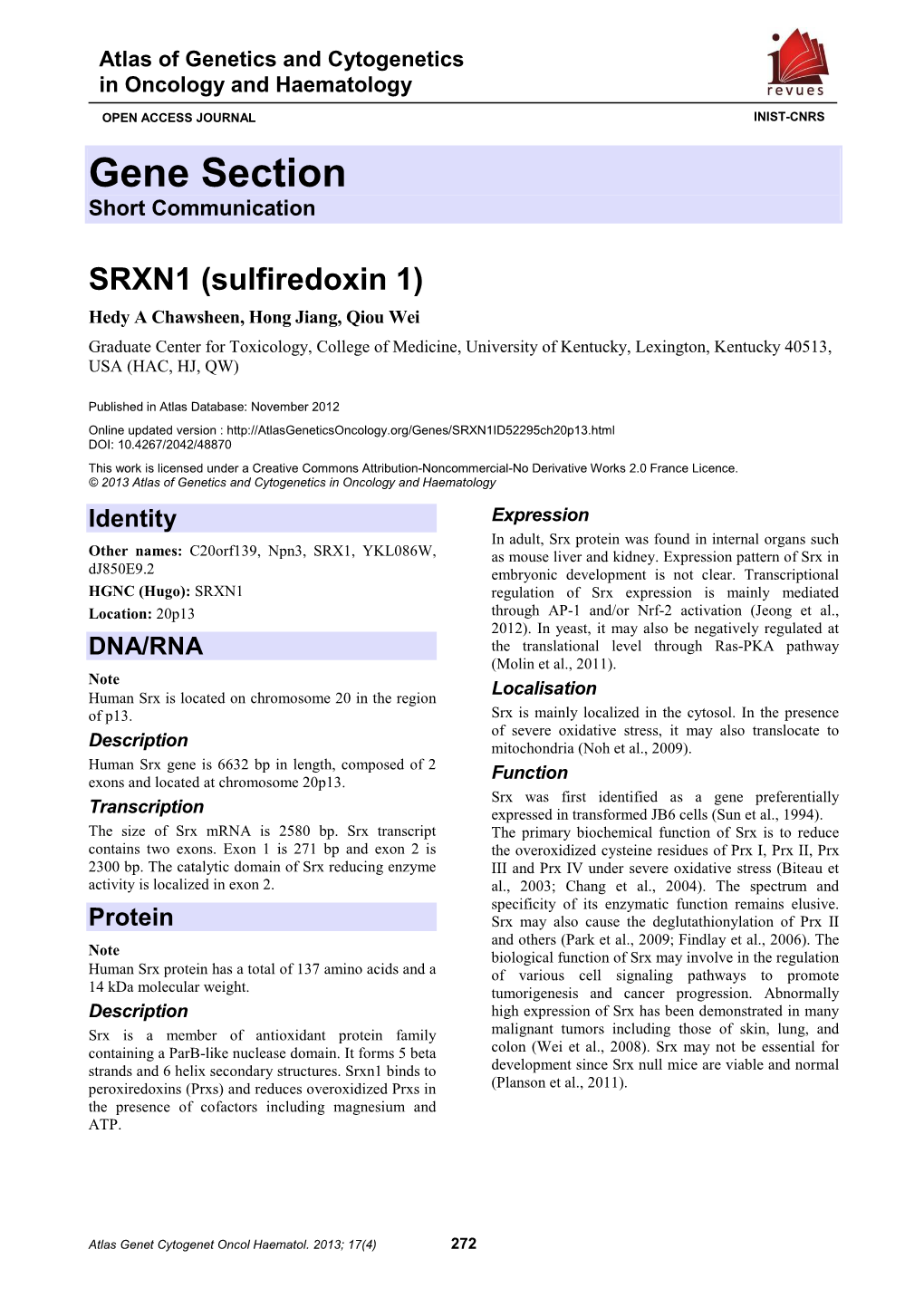 Gene Section Short Communication