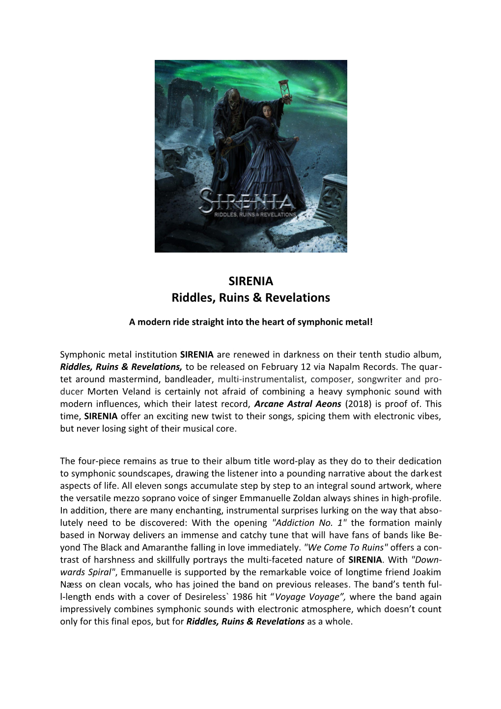 SIRENIA Riddles, Ruins & Revelations