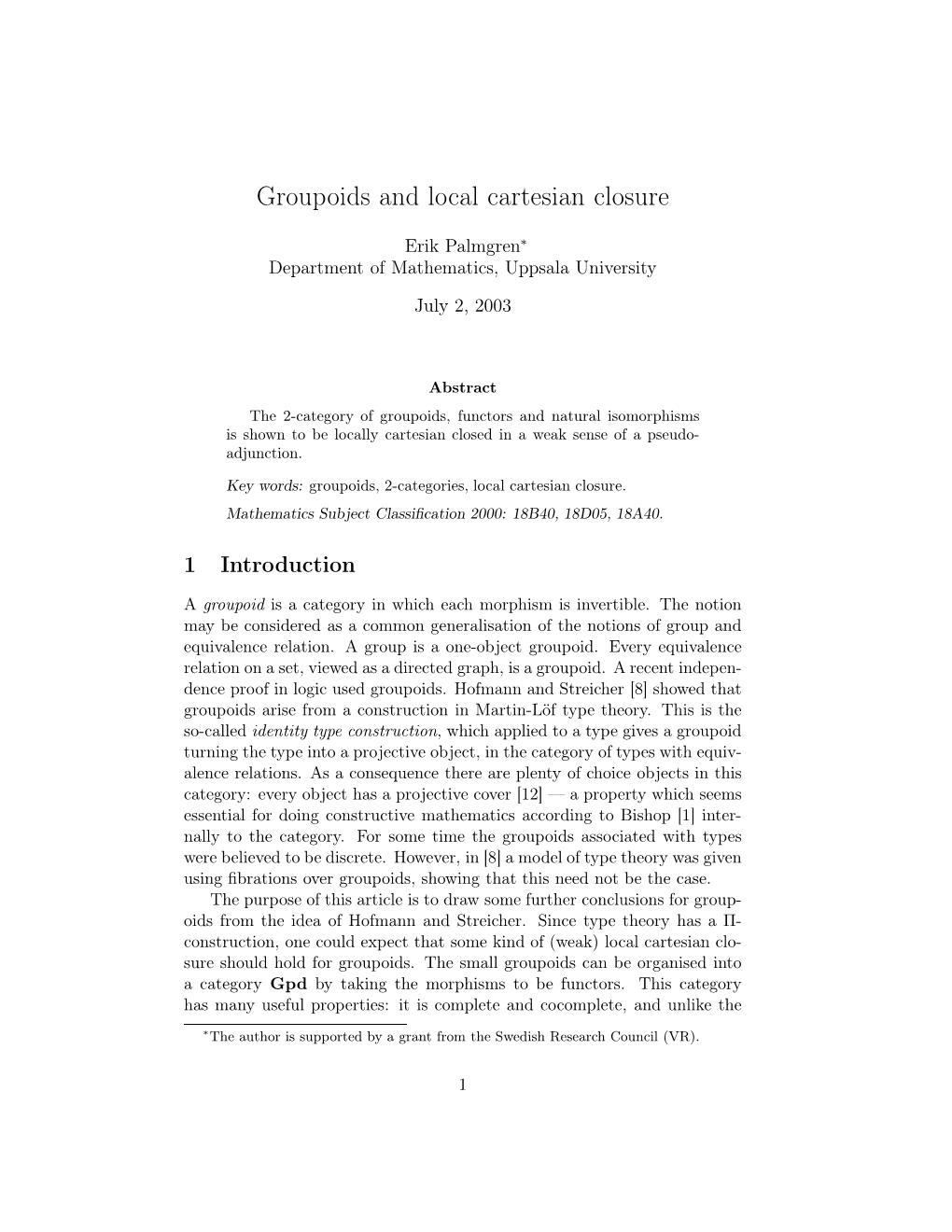 Groupoids and Local Cartesian Closure