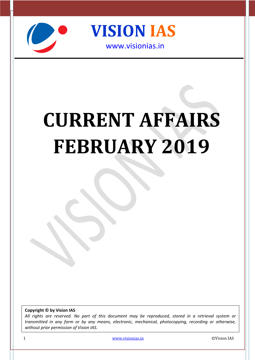 Current Affairs February 2019