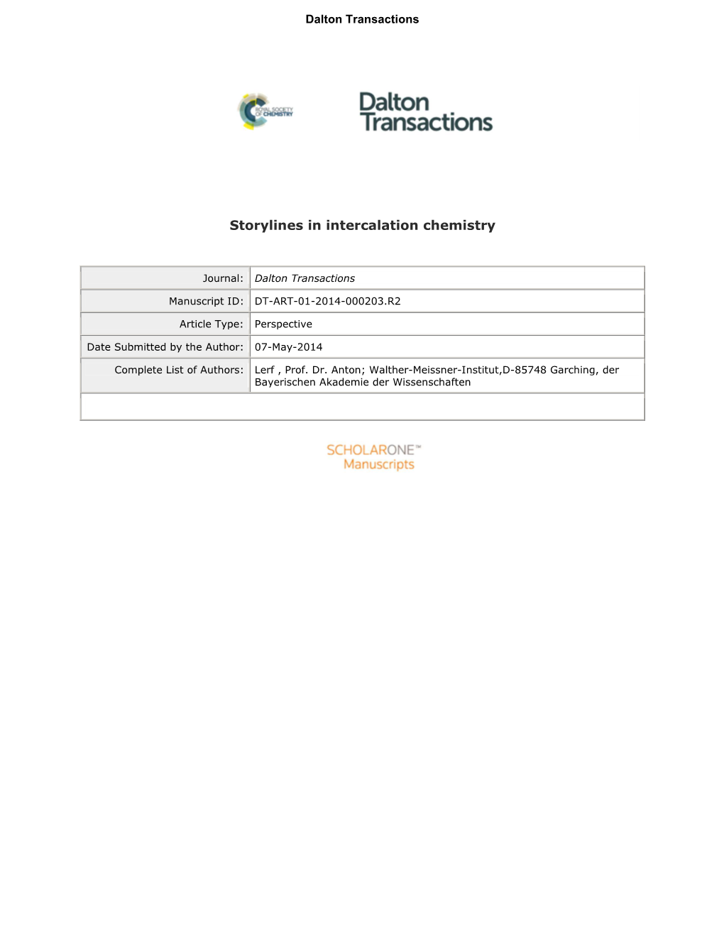 Storylines in Intercalation Chemistry