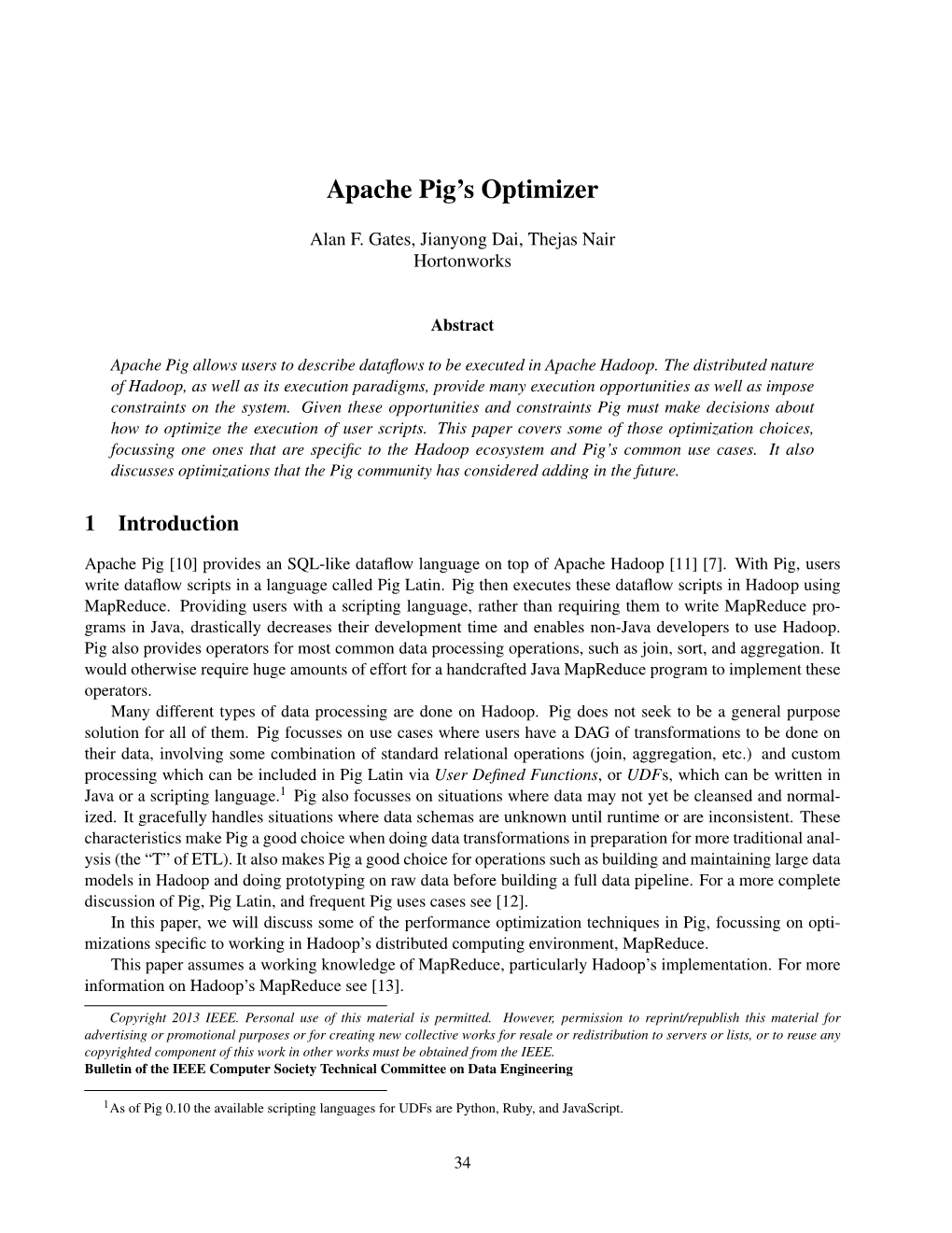 Apache Pig's Optimizer
