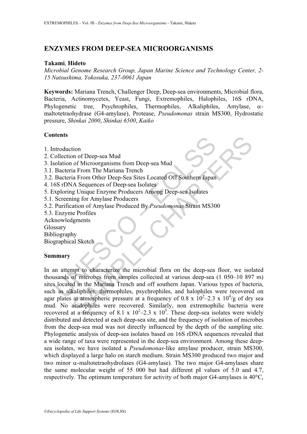 Enzymes from Deep-Sea Microorganisms - Takami, Hideto