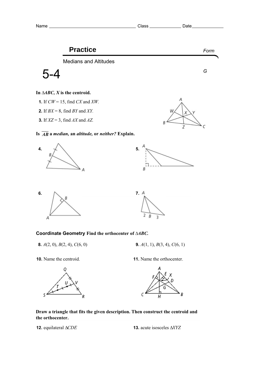 In ABC, X Is the Centroid