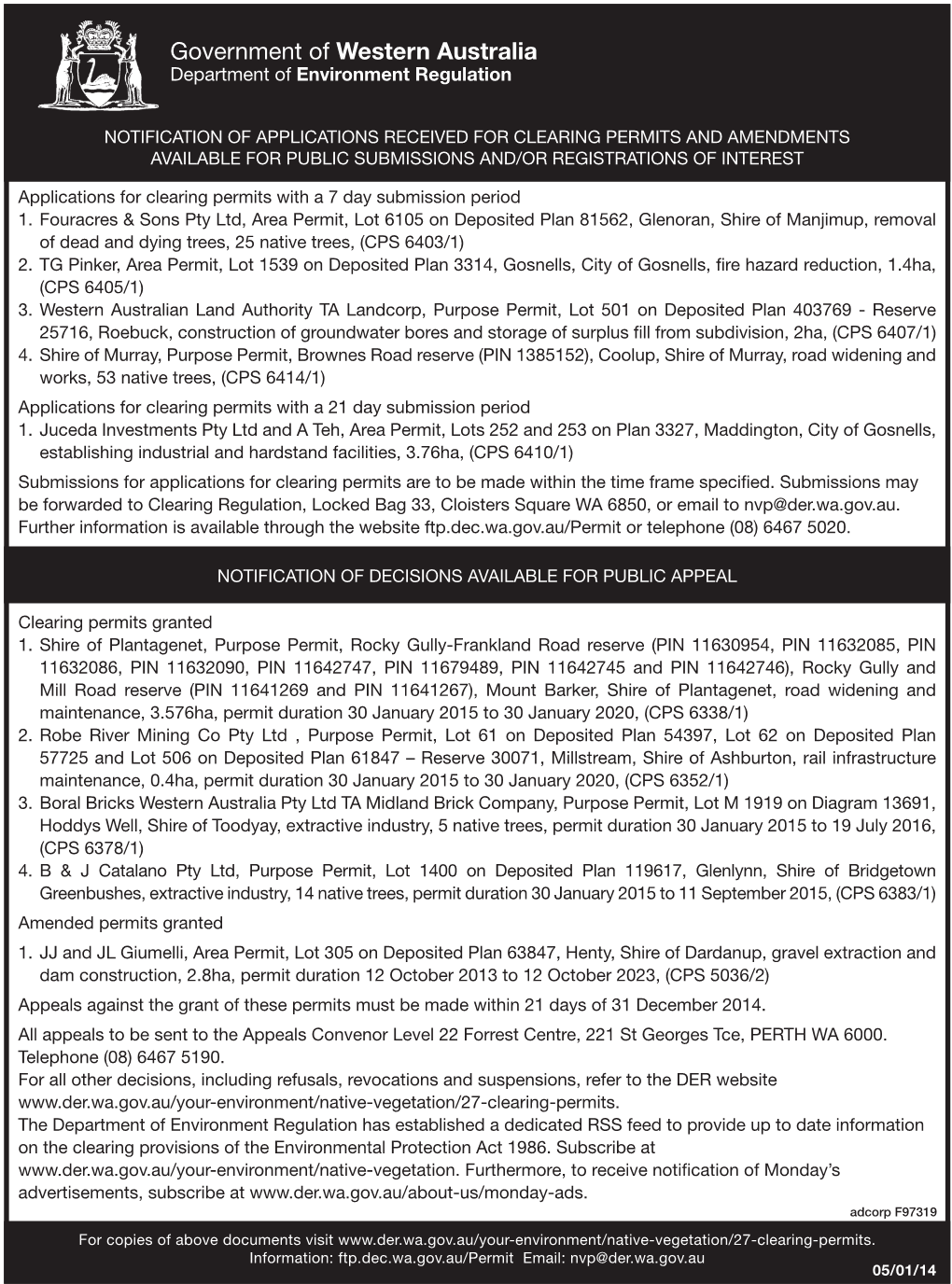 Government of Western Australia Department of Environment Regulation