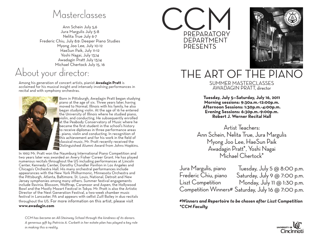 THE ART of the PIANO Masterclasses About Your Director