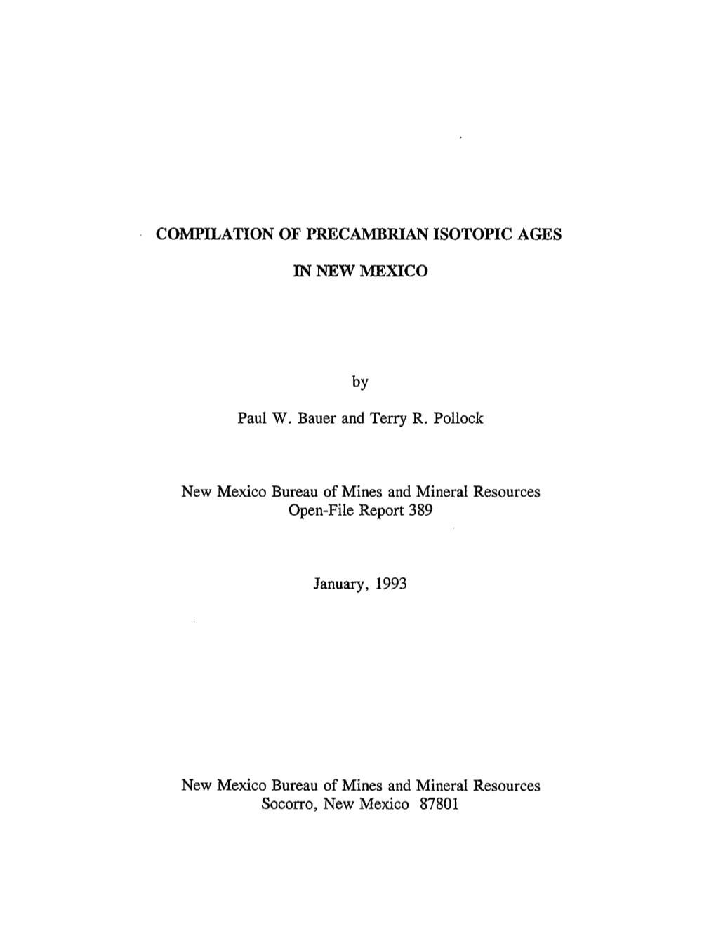 Compilation of Precambrian Isotopic Ages