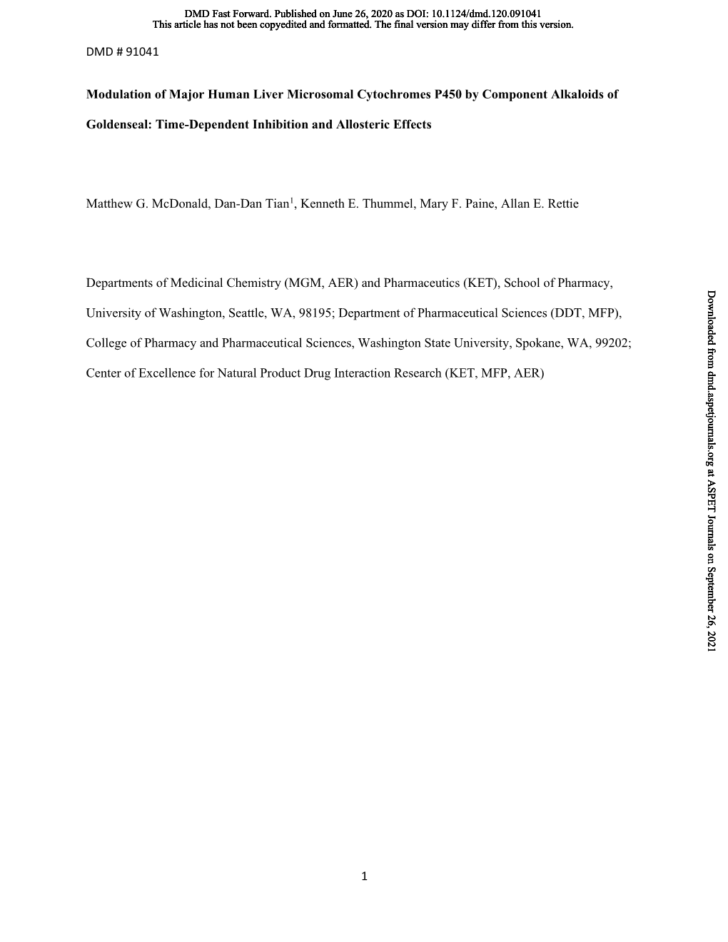 Modulation of Major Human Liver Microsomal Cytochromes P450 by Component Alkaloids Of