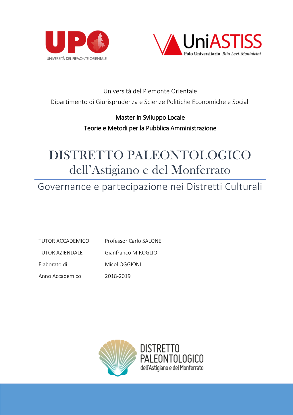 DISTRETTO PALEONTOLOGICO Dell'astigiano E Del Monferrato