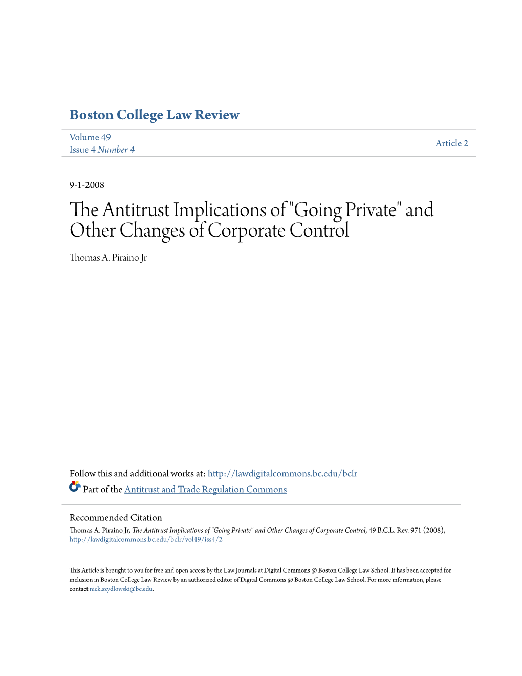 The Antitrust Implications of 