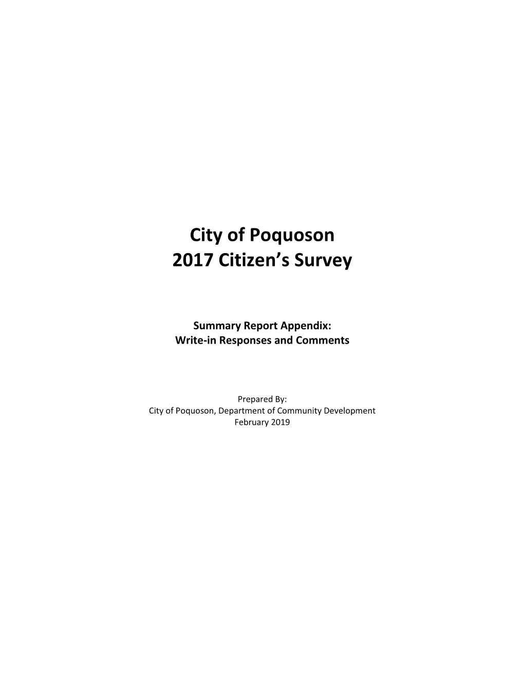 City of Poquoson 2017 Citizen's Survey