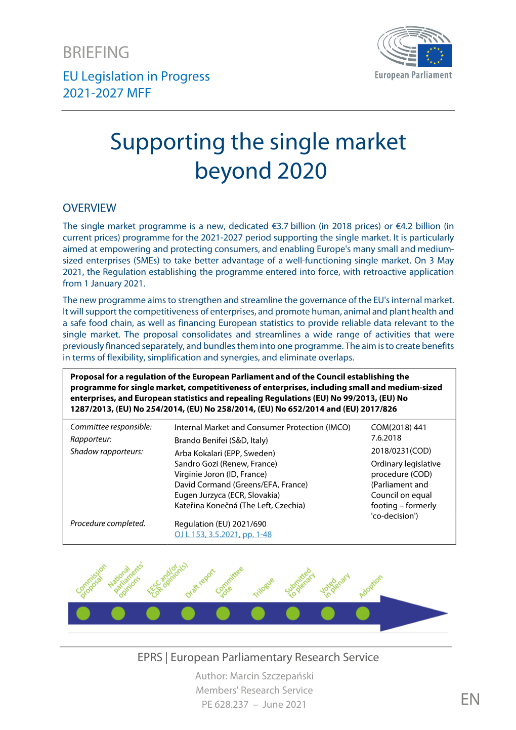 Supporting the Single Market Beyond 2020