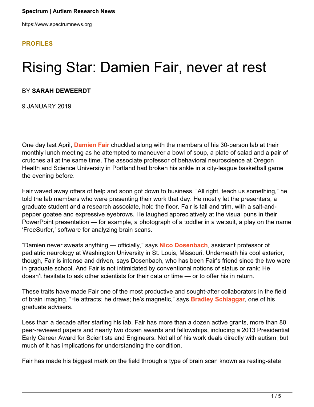 Damien Fair, Never at Rest
