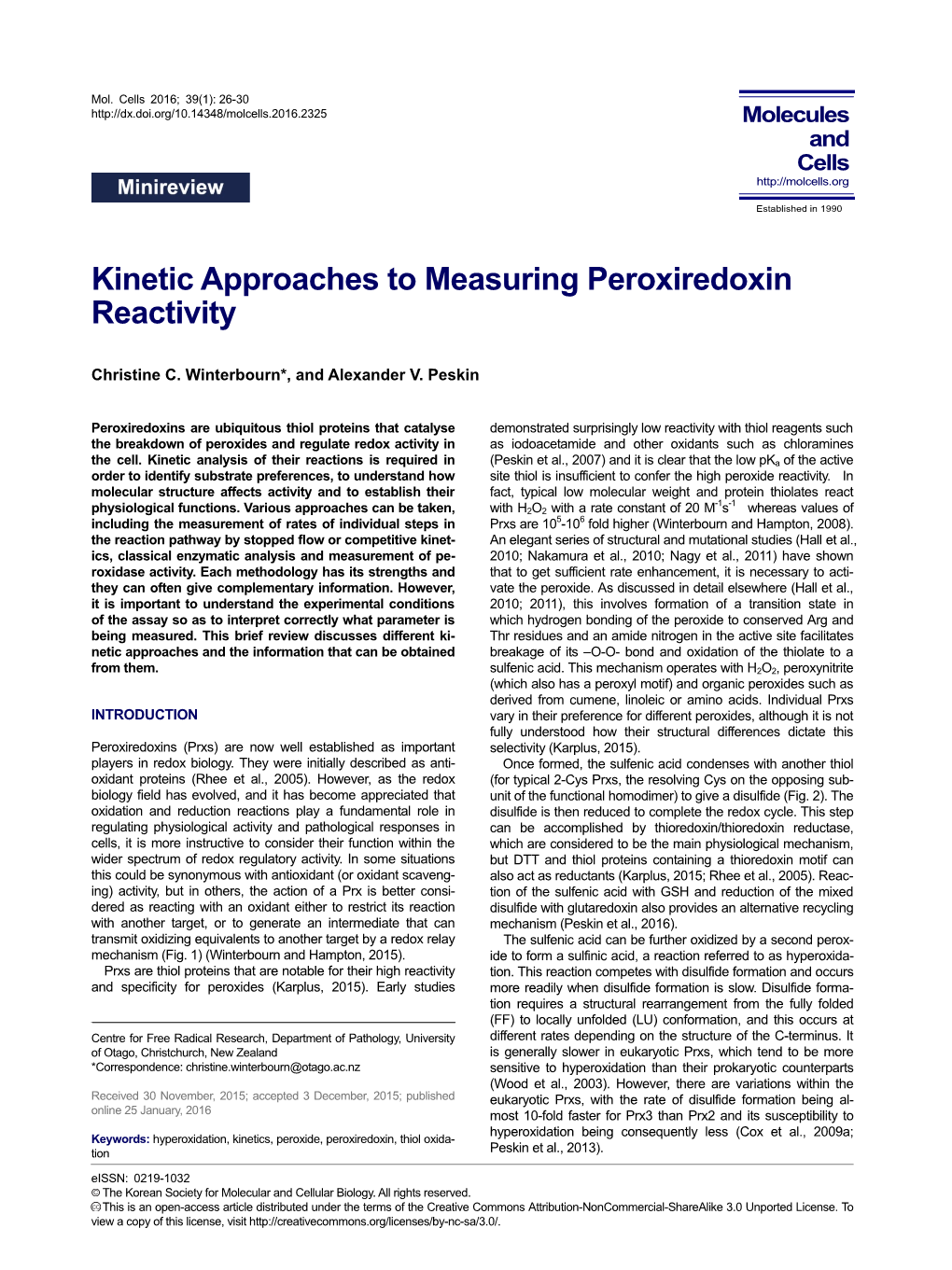 Kinetic Approaches to Measuring Peroxiredoxin Reactivity