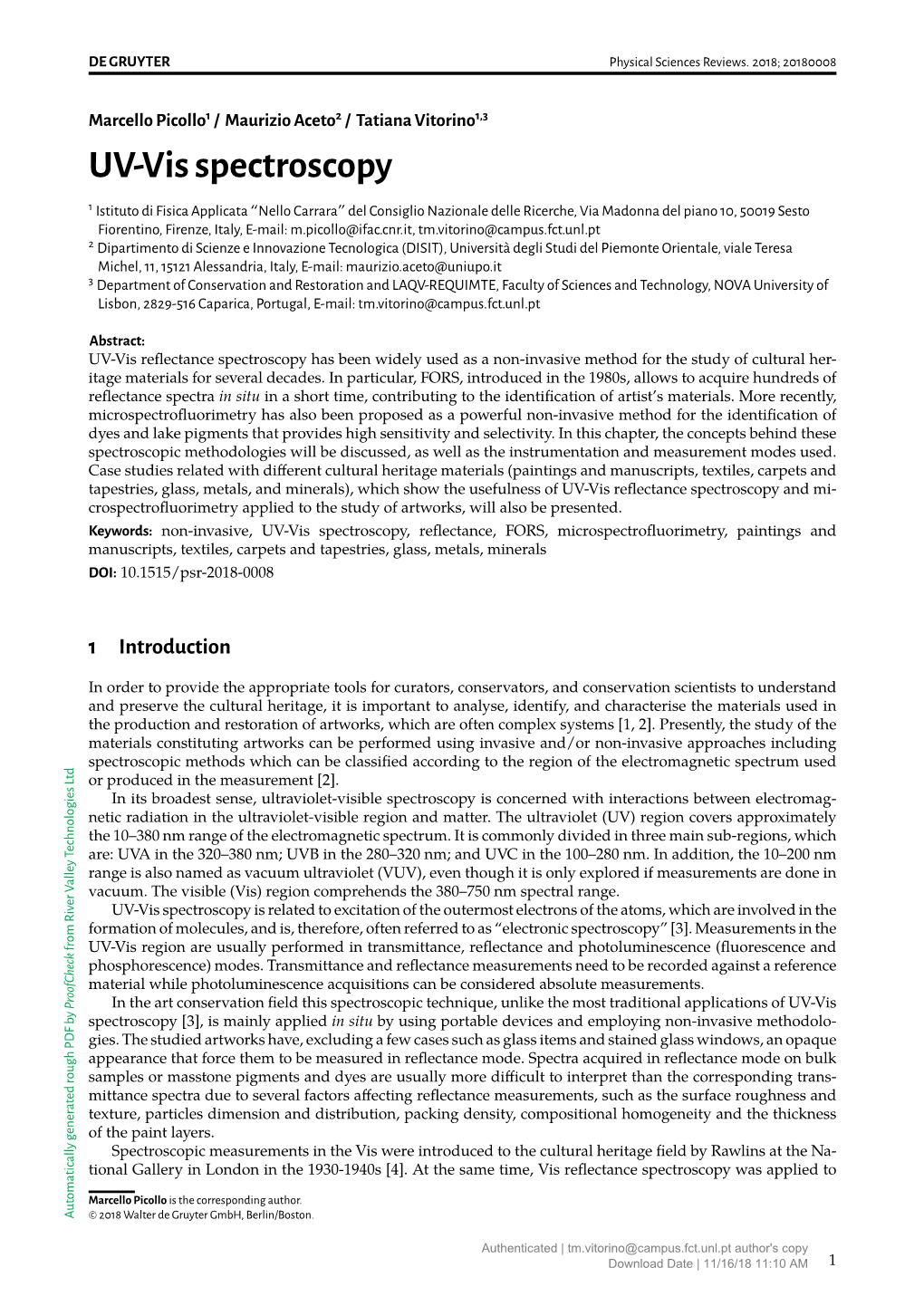 UV-Vis Spectroscopy