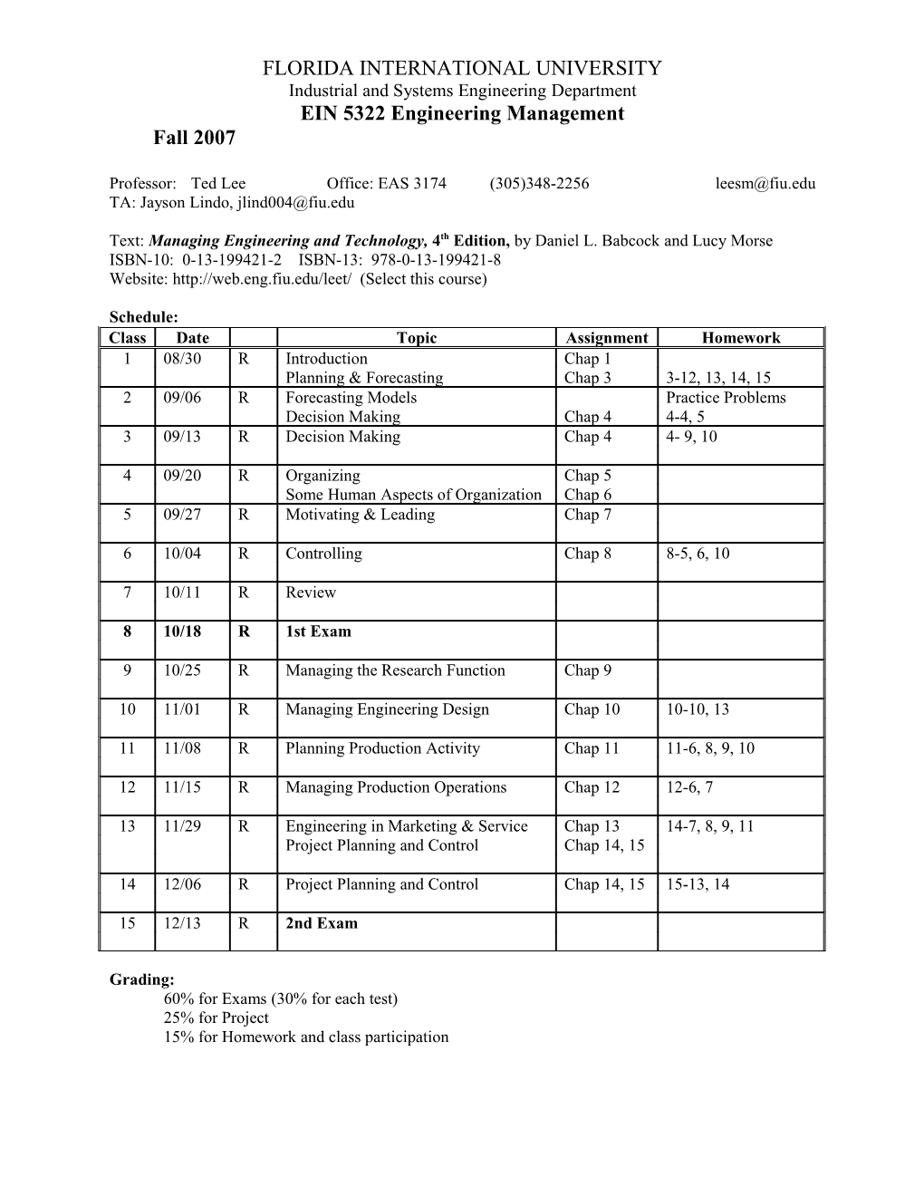 Industrial and Systems Engineering Department