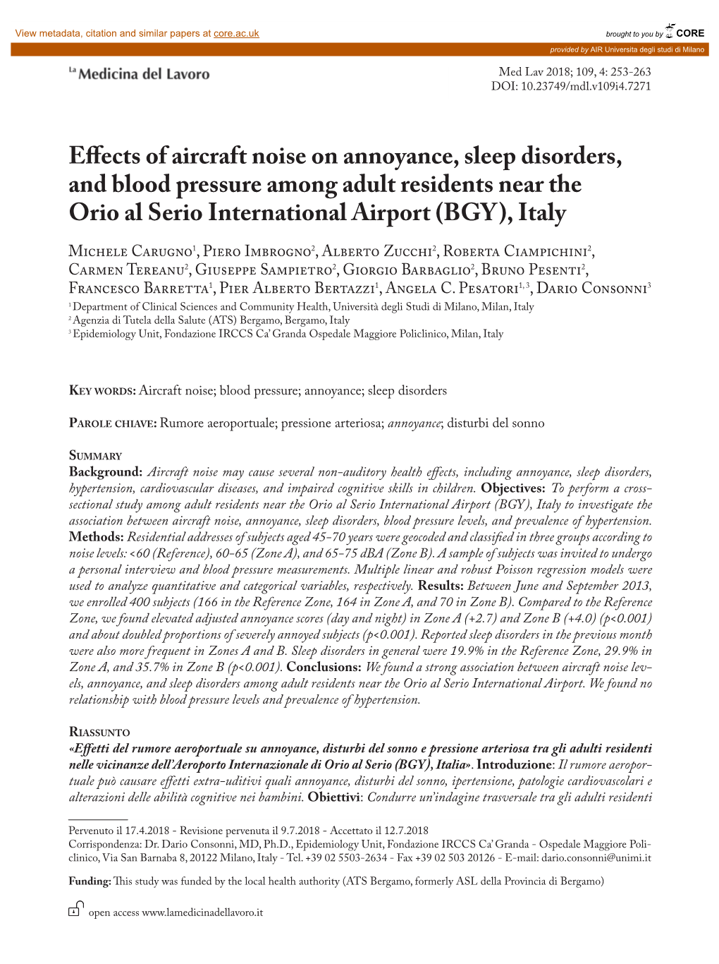 Effects of Aircraft Noise on Annoyance, Sleep Disorders, and Blood