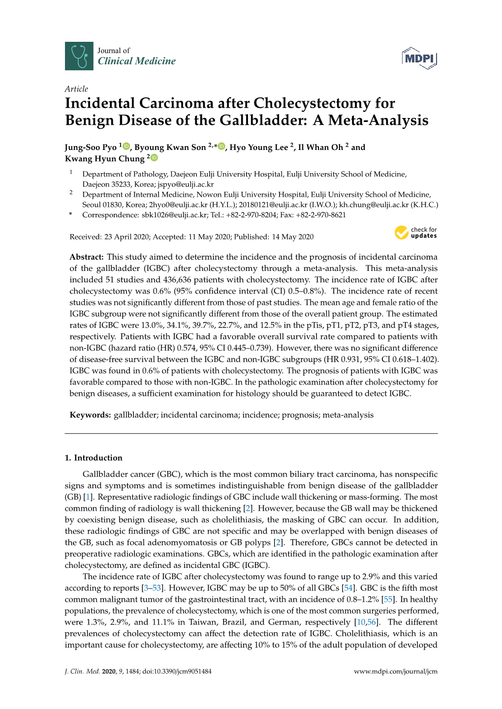 Incidental Carcinoma After Cholecystectomy for Benign Disease of the Gallbladder: a Meta-Analysis