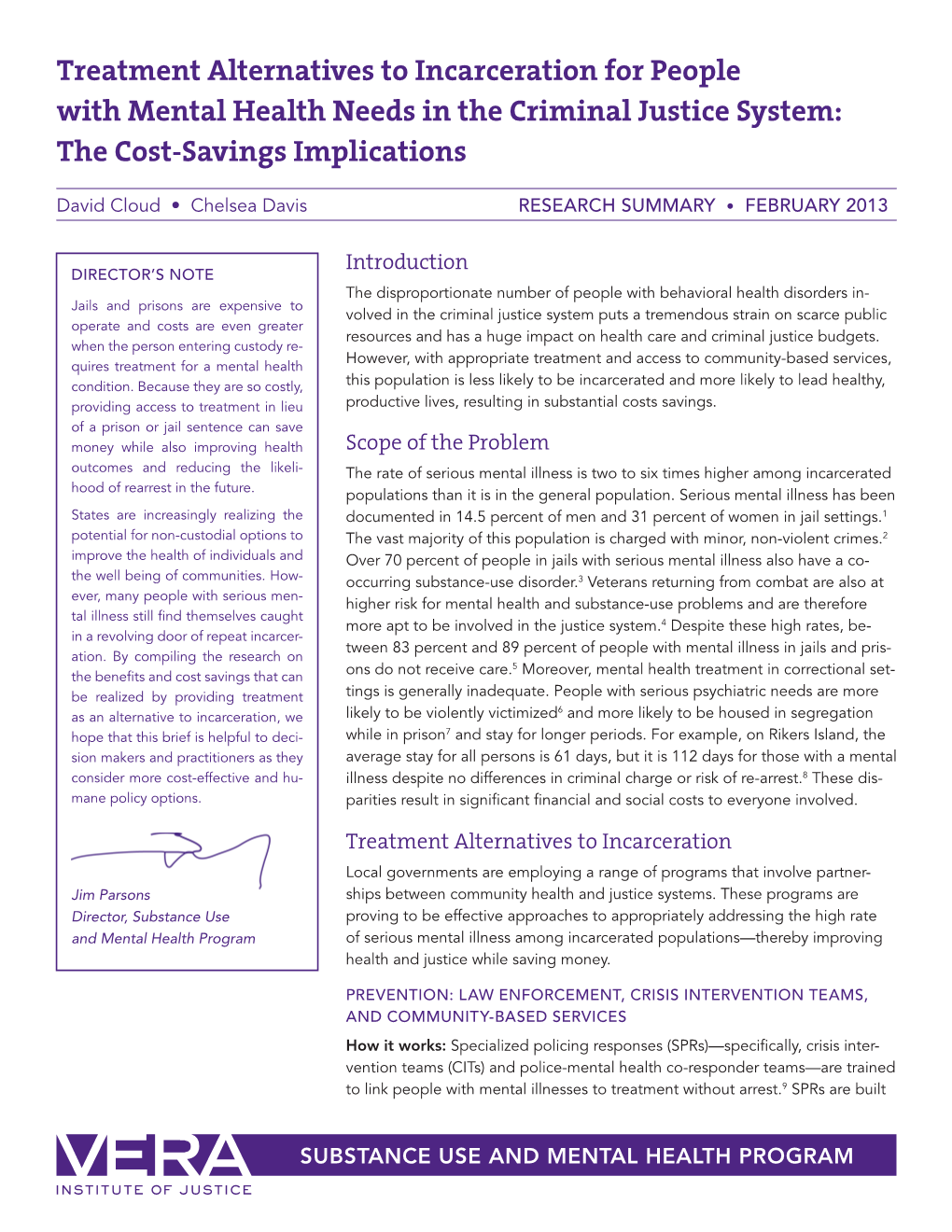 Treatment Alternatives to Incarceration for People with Mental Health Needs in the Criminal Justice System: the Cost-Savings Implications