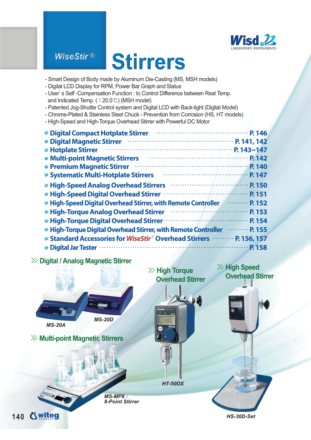 High Torque Overhead Stirrer Digital / Analog Magnetic Stirrer Digital Compact Hotplate Stirrer ŦŦŦŦŦŦŦŦŦŦŦŦŦP. 14