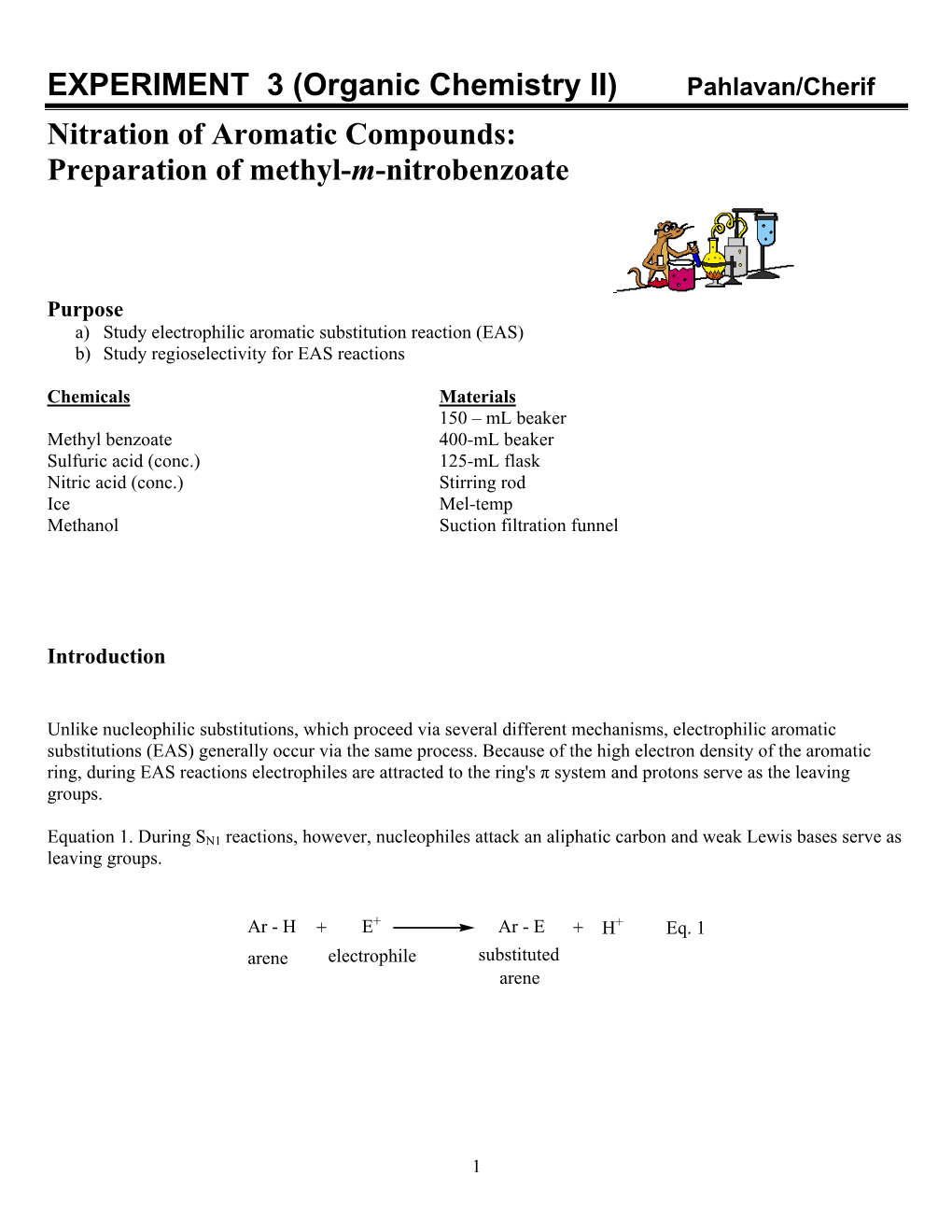 Nitration of Aromatic Compounds: Preparation of Methyl-M-Nitrobenzene