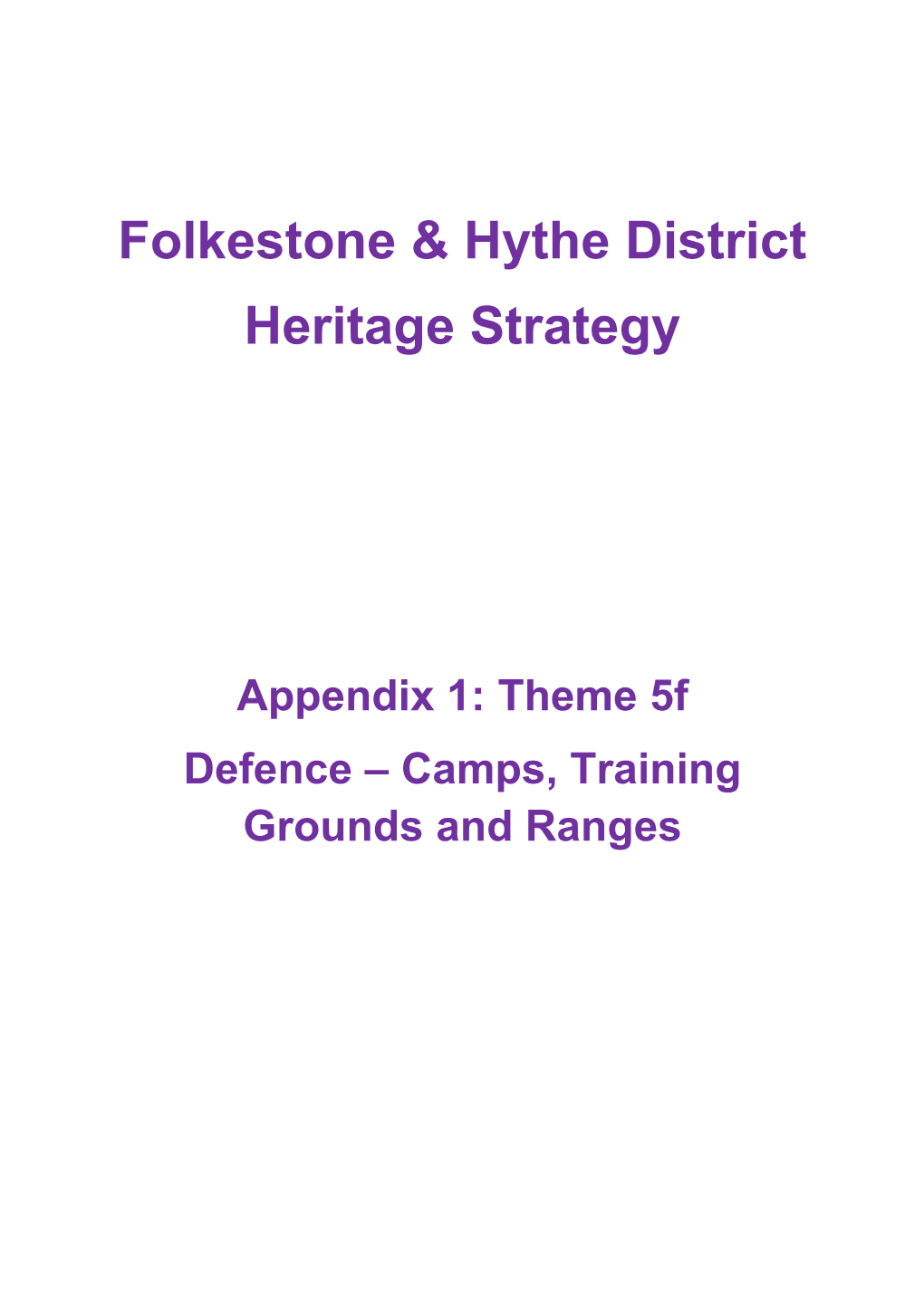 Folkestone & Hythe District Heritage Strategy