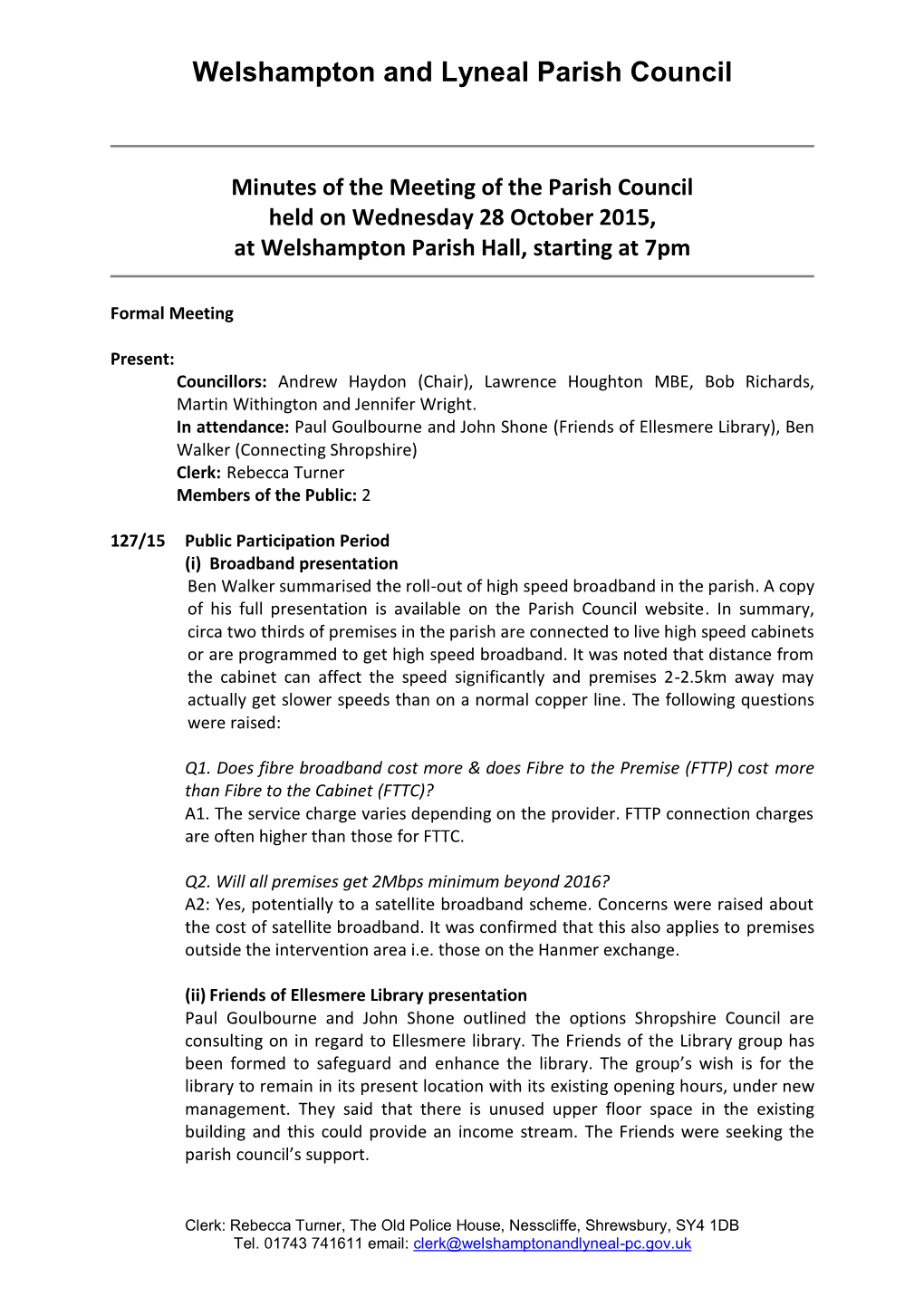 Welshampton and Lyneal Parish Council