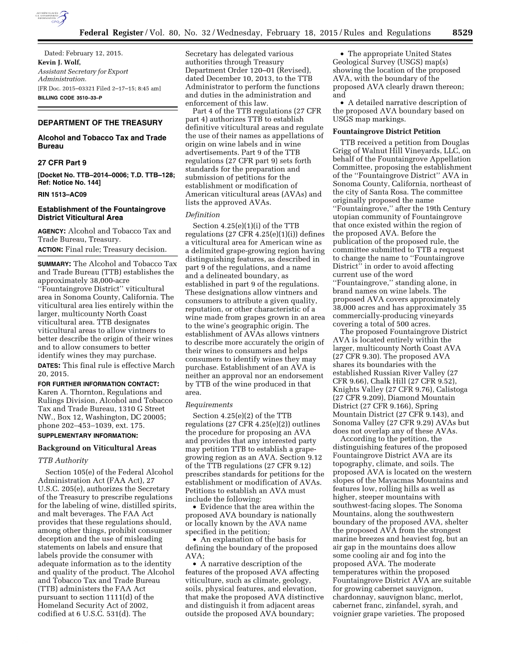 Federal Register/Vol. 80, No. 32/Wednesday, February 18, 2015