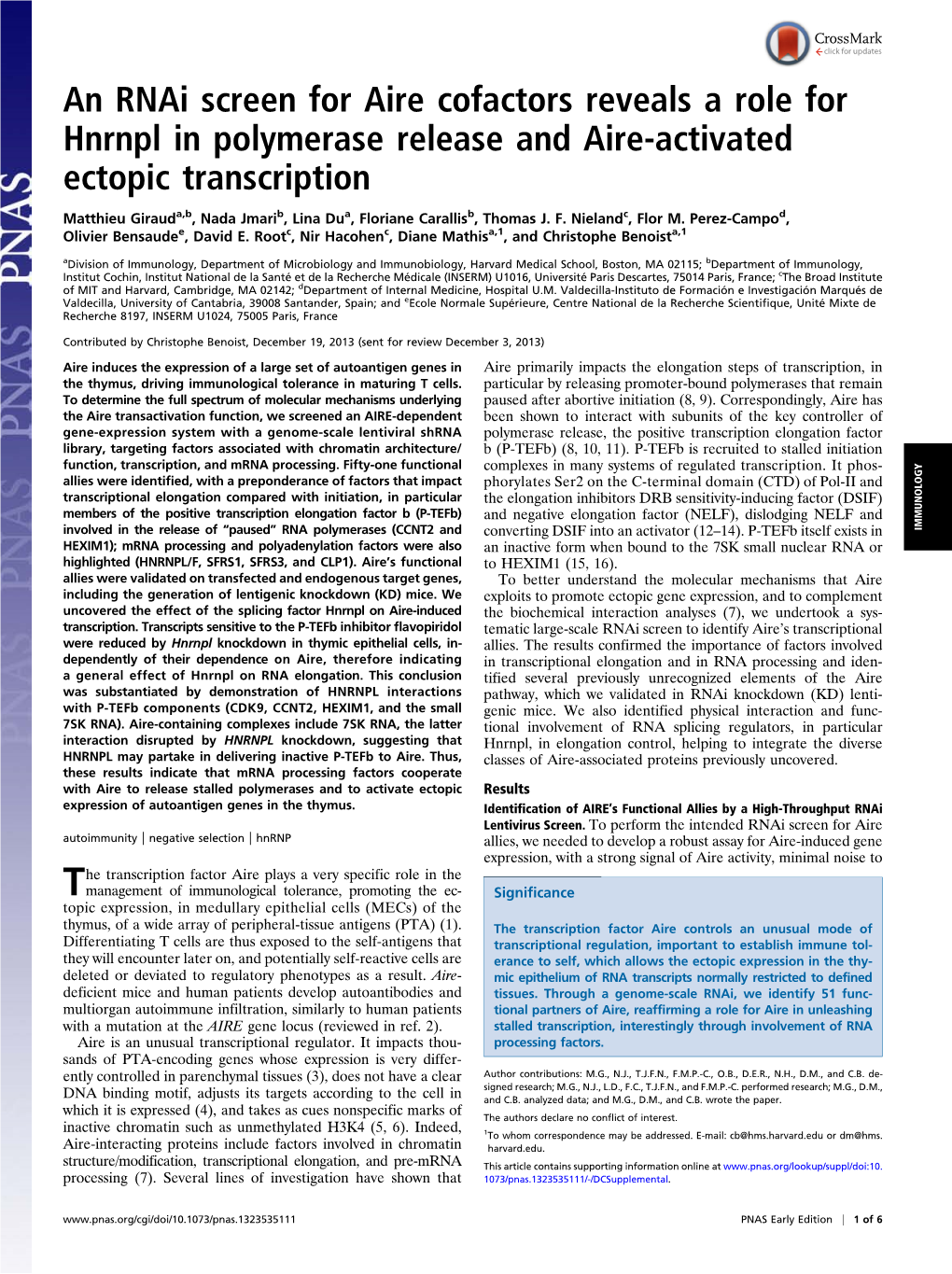 An Rnai Screen for Aire Cofactors Reveals a Role for Hnrnpl in Polymerase Release and Aire-Activated Ectopic Transcription