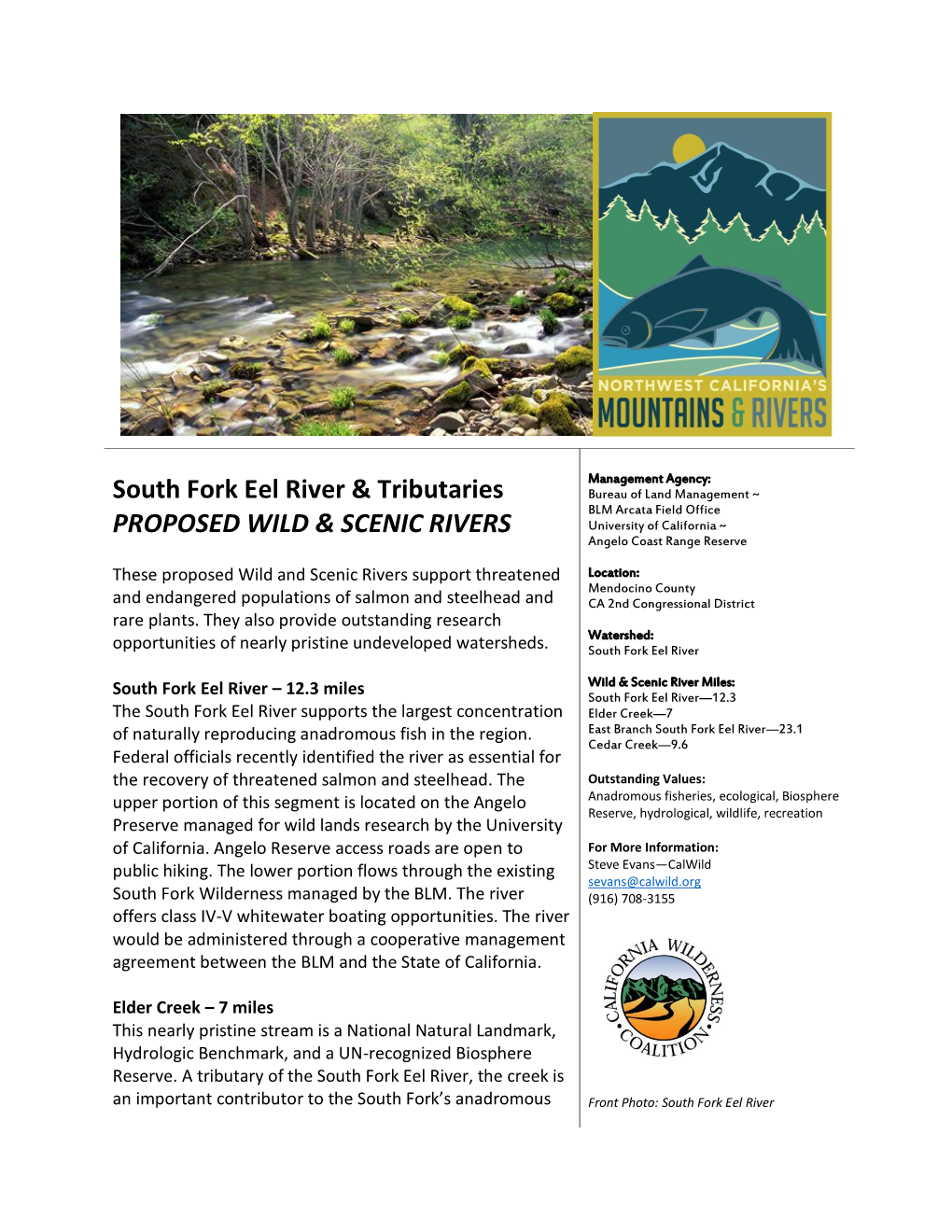 South Fork Eel River & Tributaries PROPOSED WILD & SCENIC