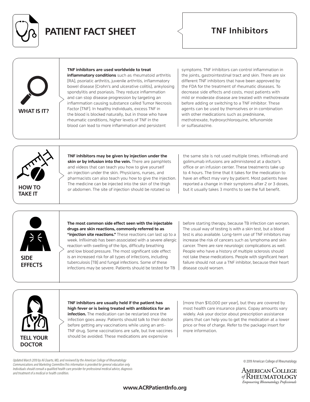 PATIENT FACT SHEET TNF Inhibitors