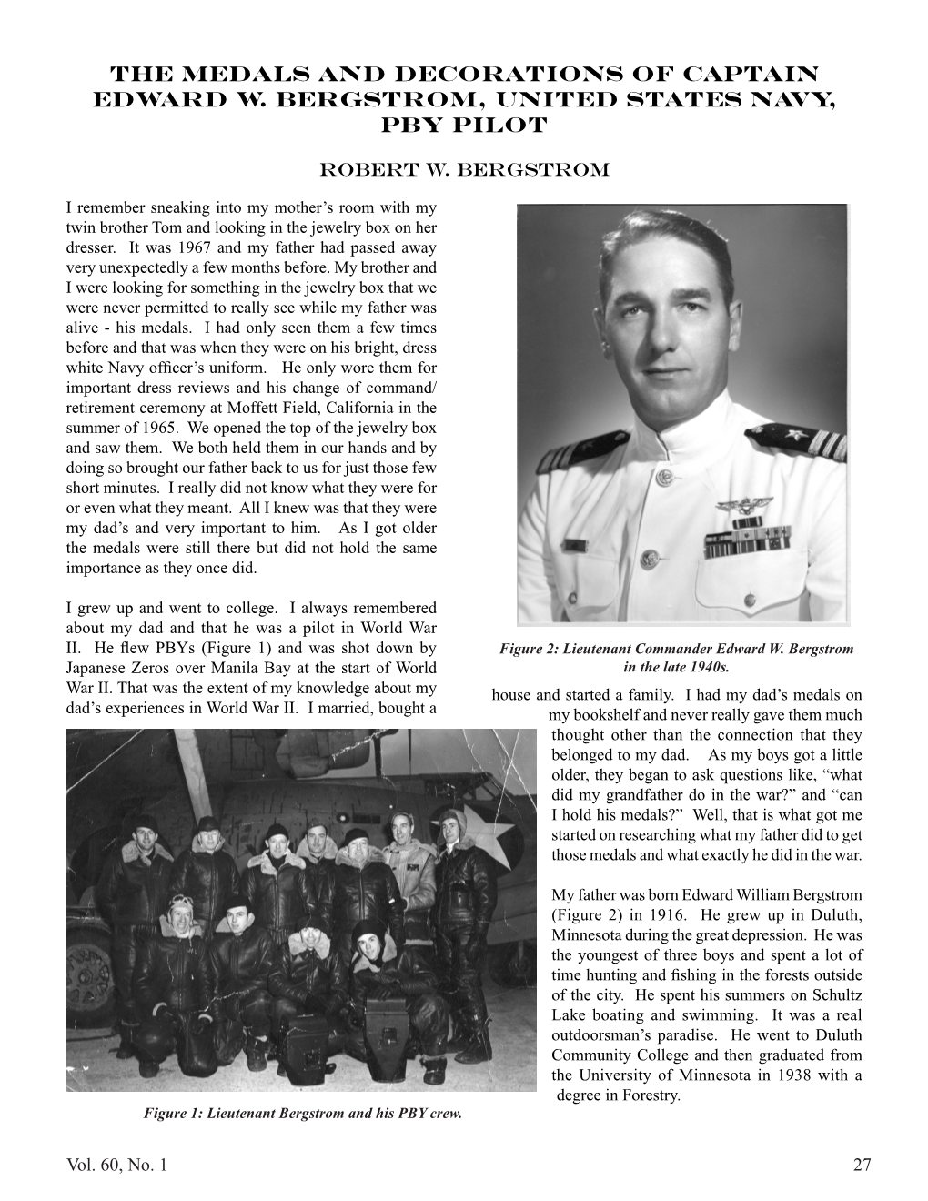 The Medals and Decorations of Captain Edward W. Bergstrom, United States Navy, PBY Pilot