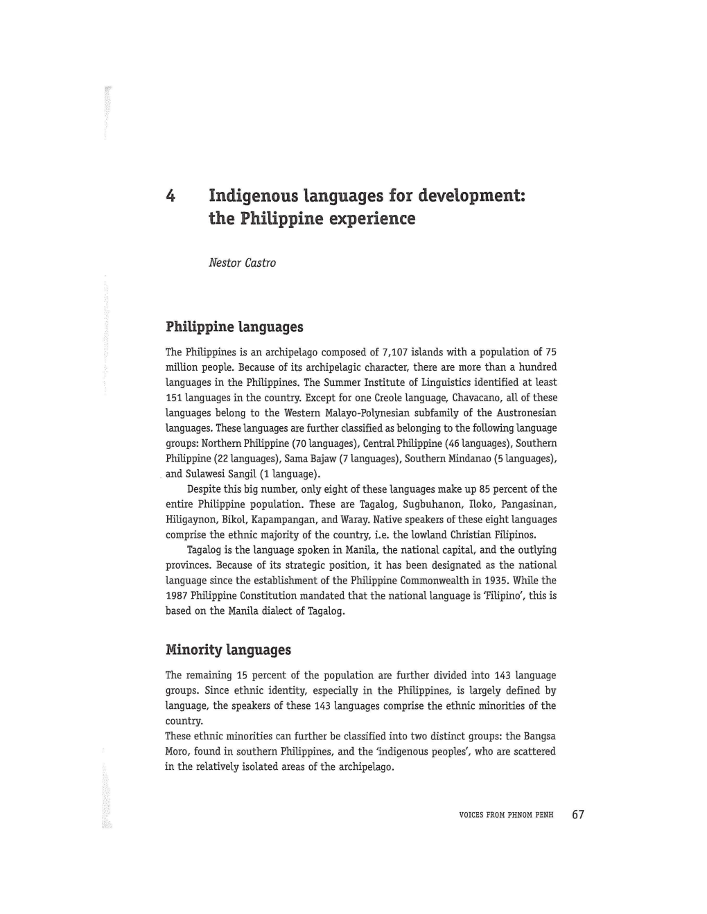 4 Indigenous Languages for Development: the Philippine Experience