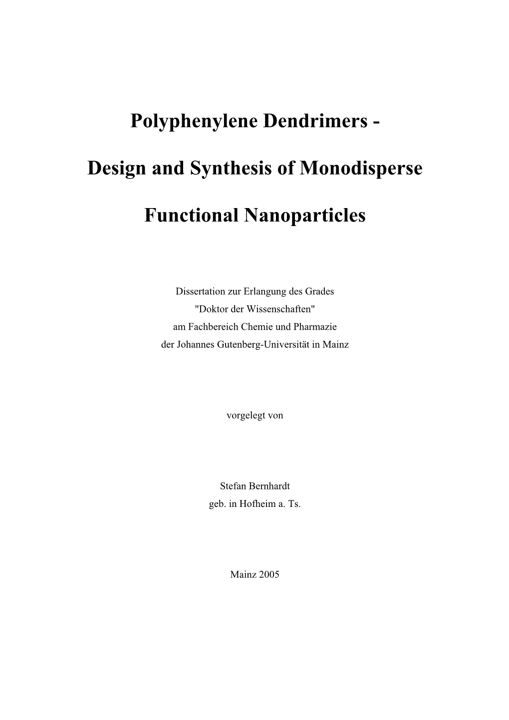 Polyphenylene Dendrimers