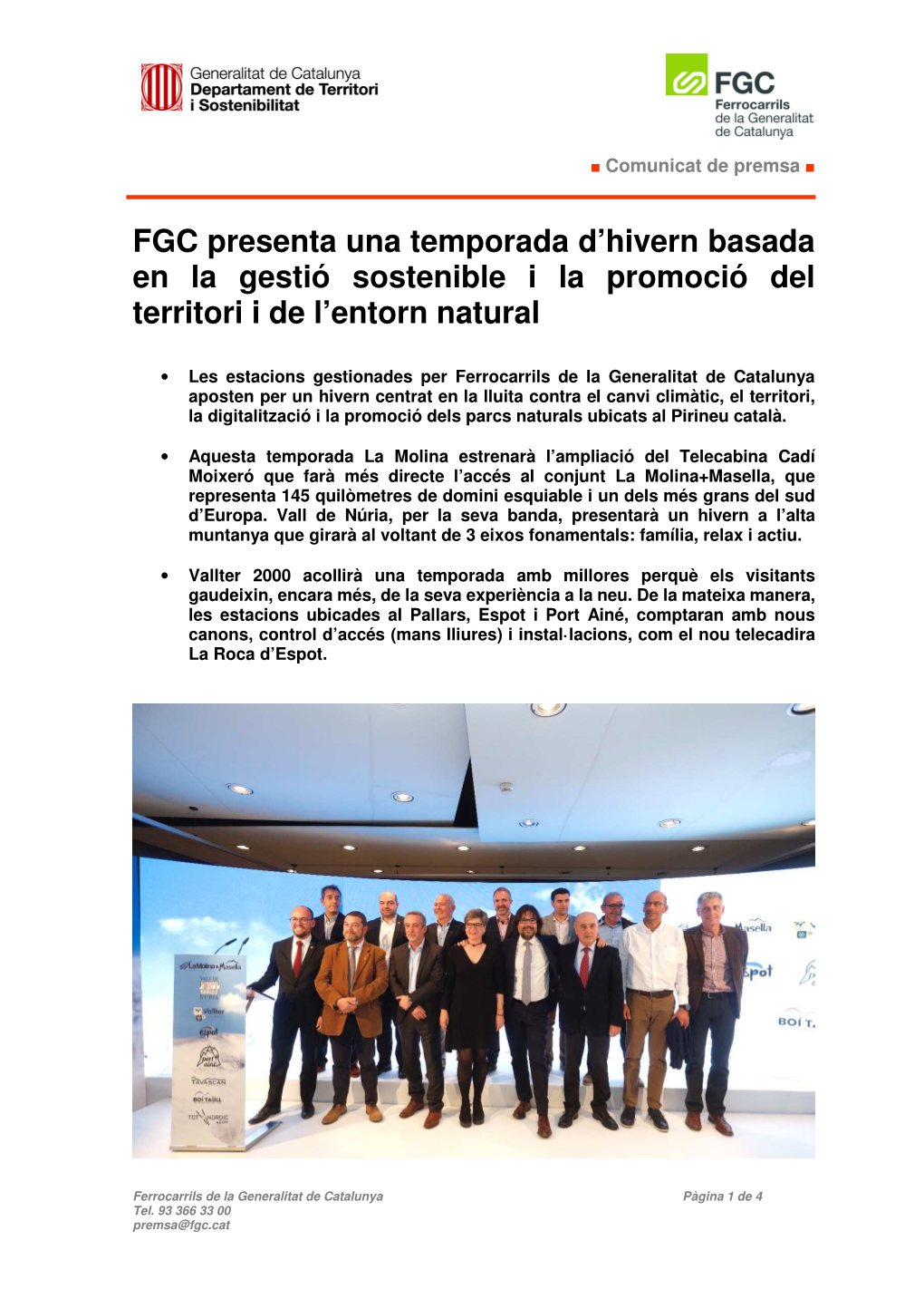 FGC Presenta Una Temporada D'hivern Basada En La Gestió