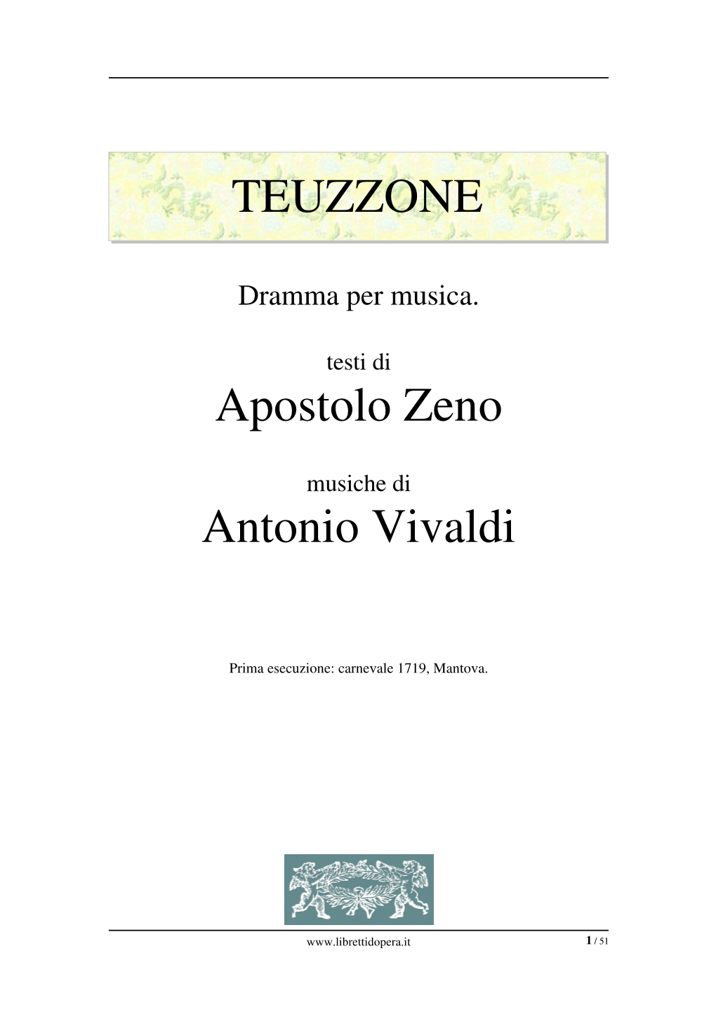 TEUZZONE Apostolo Zeno Antonio Vivaldi