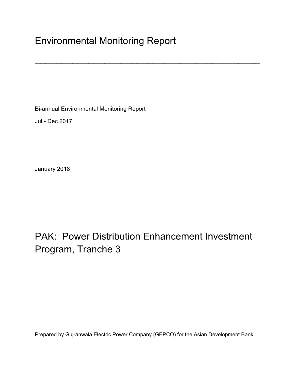 Tranche 3: Biannual Environmental Monitoring Report, GEPCO