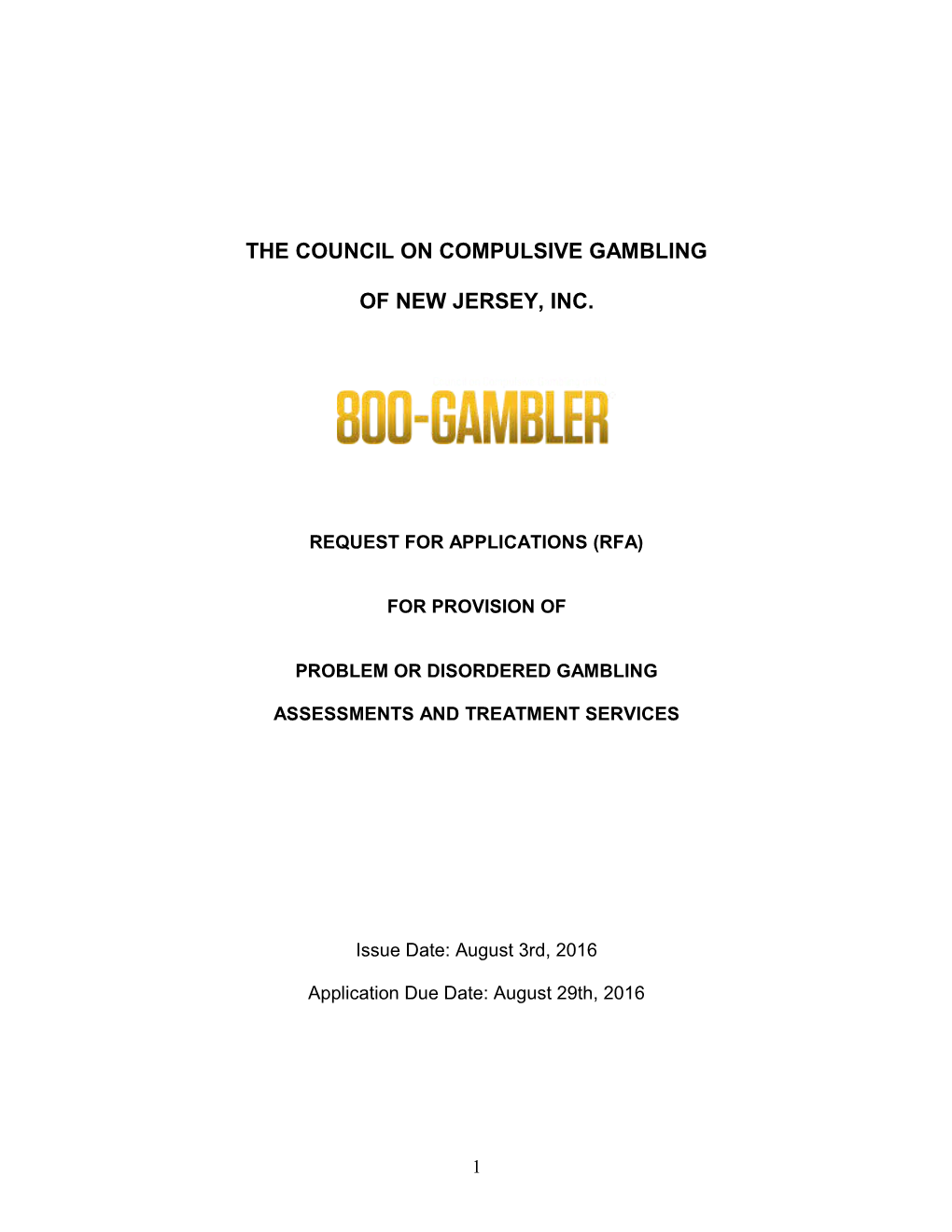 The Council On Compulsive Gambling