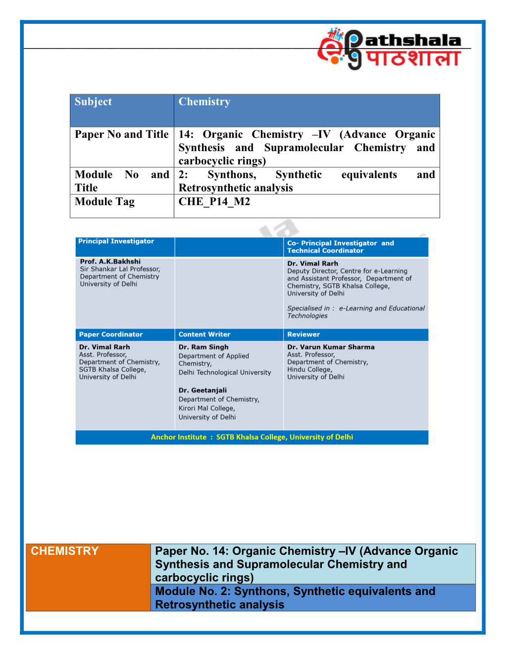 Bsc Chemistry