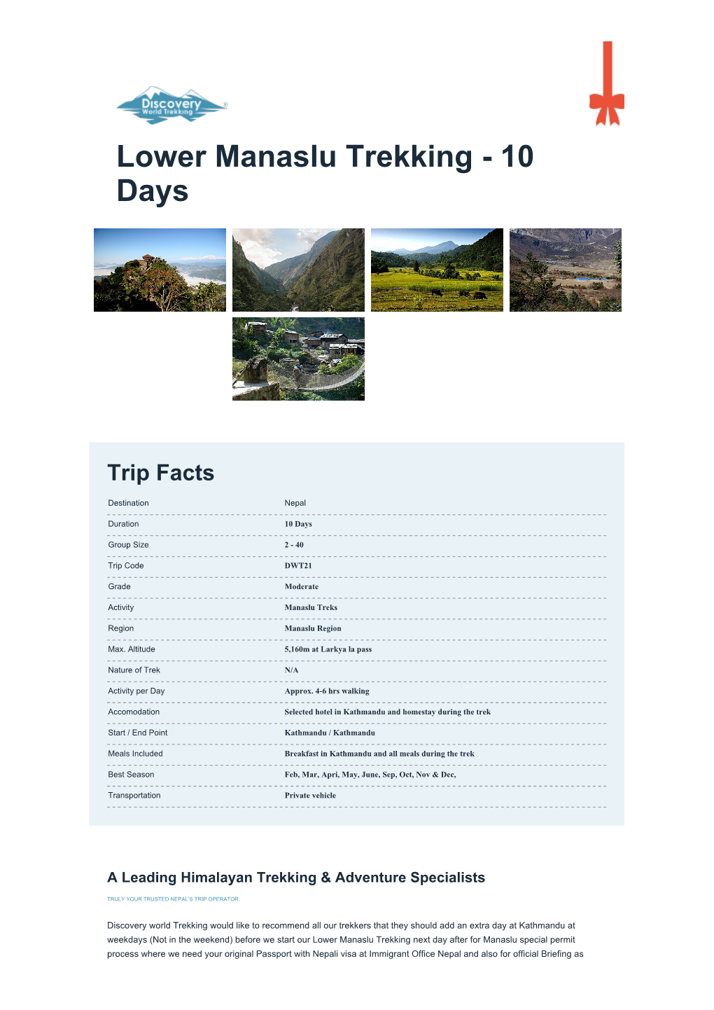 Lower Manaslu Trekking - 10 Days