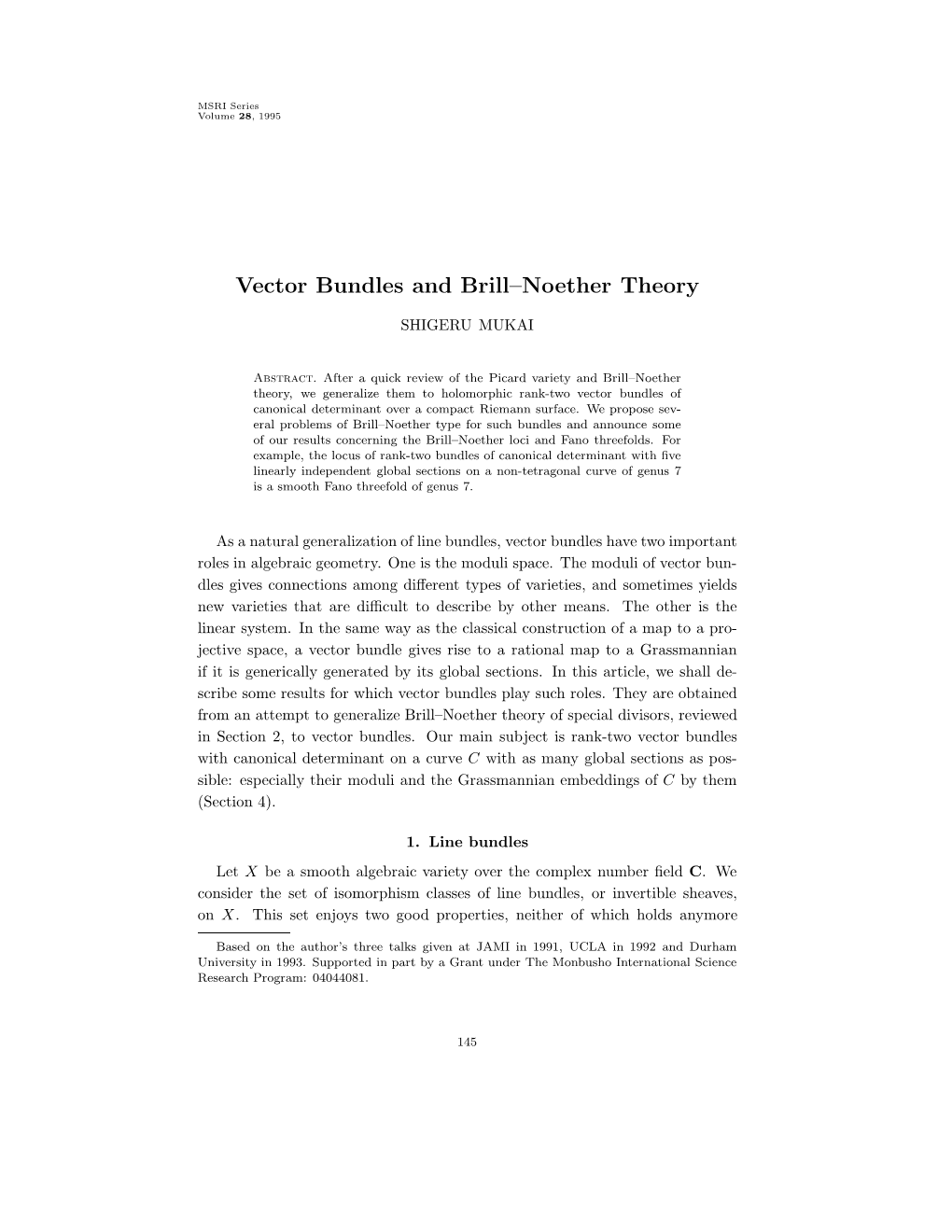 Vector Bundles and Brill–Noether Theory