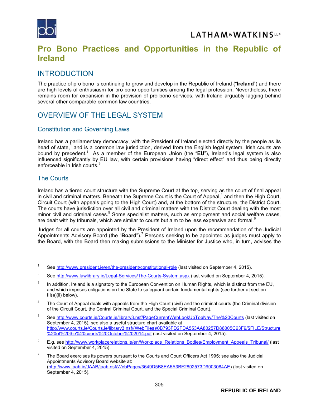 Pro Bono Practices and Opportunities in the Republic of Ireland