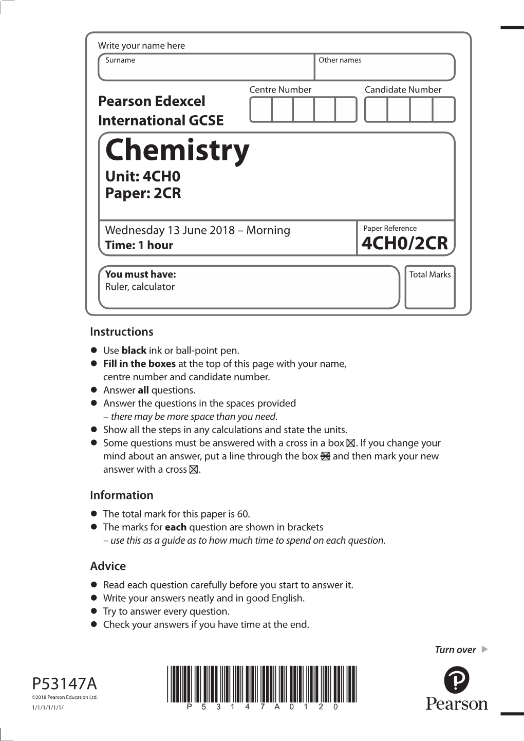 Chemistry Unit: 4CH0 Paper: 2CR