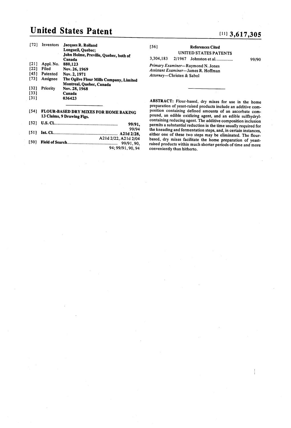 United States Patent (11) 3,617,305 72) Inventors Jacques R
