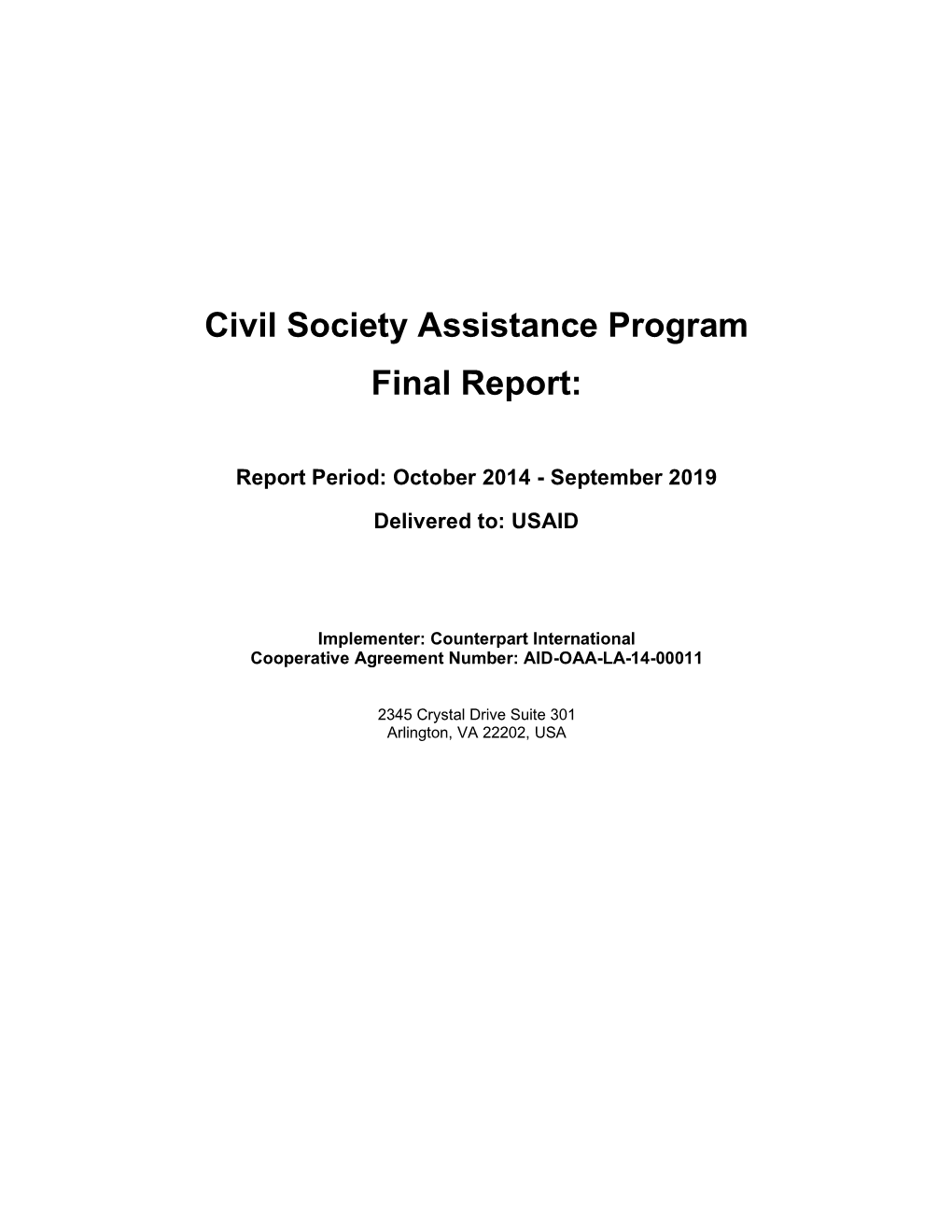 Civil Society Assistance Program Final Report