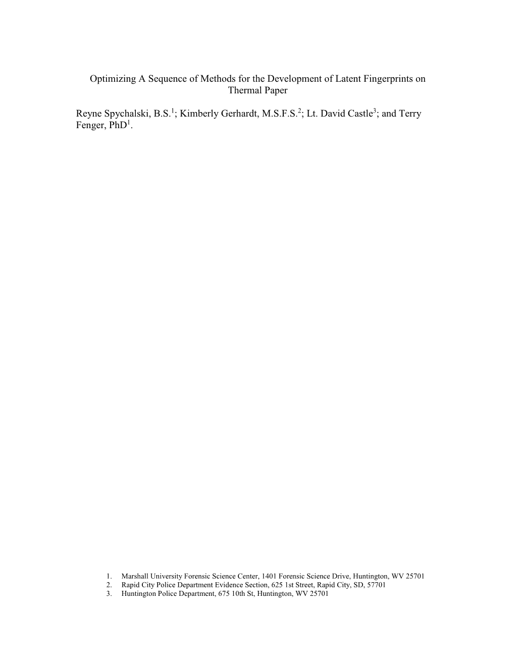 Optimizing a Sequence of Methods for the Development of Latent Fingerprints on Thermal Paper