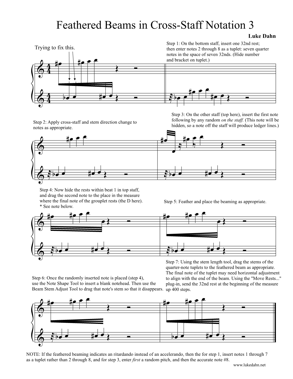 Feathered Beams in Cross-Staff Notation 3 Luke Dahn Step 1: on the Bottom Staff, Insert One 32Nd Rest; Trying to Fix This