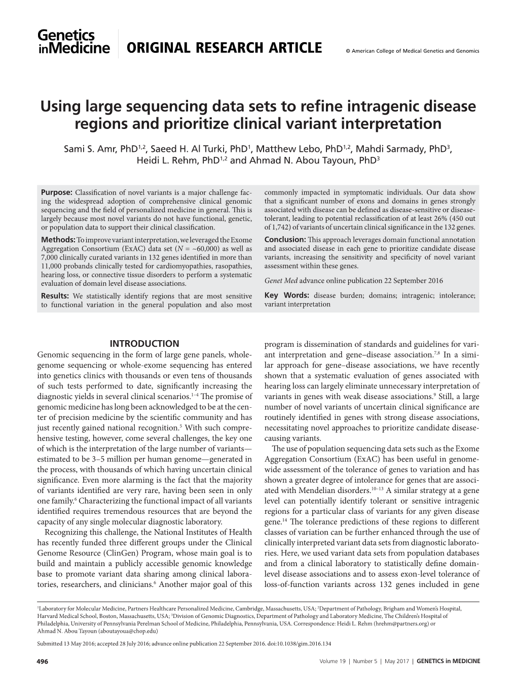 Using Large Sequencing Data Sets to Refine Intragenic Disease Regions and Prioritize Clinical Variant Interpretation