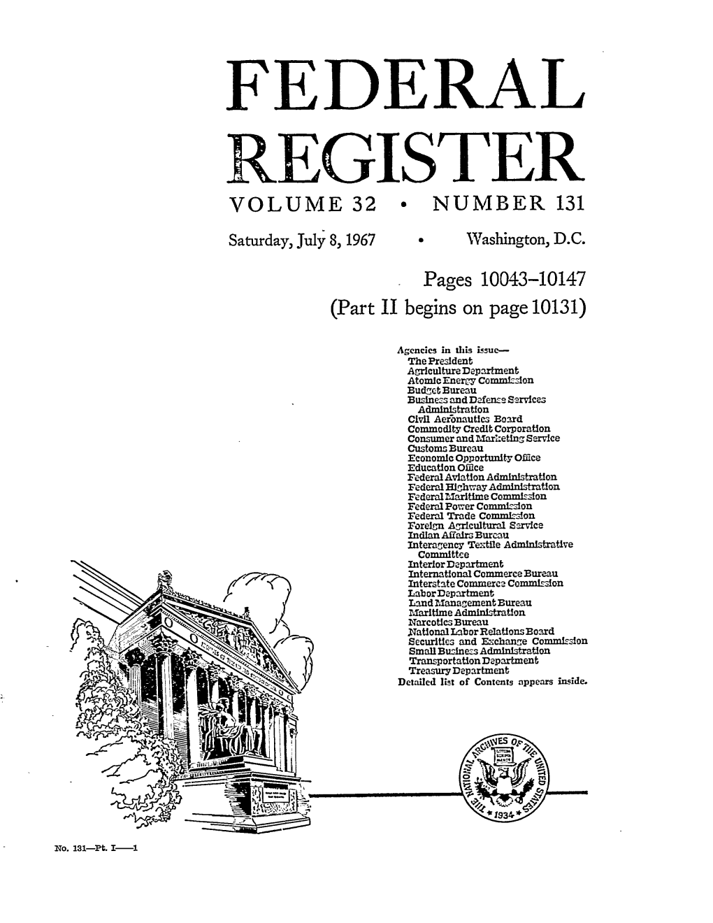 Federal Register: 32 Fed. Reg. 10043 (July 8, 1967)