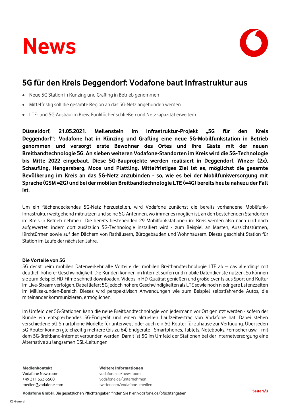 5G Für Den Kreis Deggendorf: Vodafone Baut